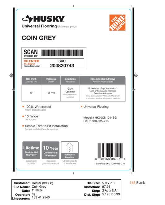 Home Depot 5" x 7" Labels