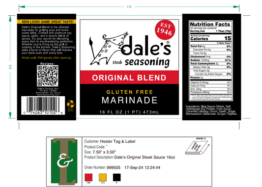 Dale's 16 oz Original - 6,000 Labels/Case