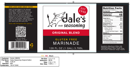 Gallon Labels Dale's Original 1 Gallon - 2,500 Labels/Case – Hester Tag & Label
