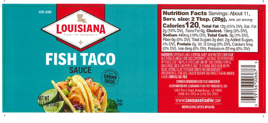 Louisiana Fish Fry Fish Taco Sauce Retail 10.5 oz - 10,000 Labels/Case