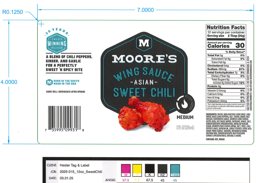 Moore's 12 oz Asian Chilli Label - 4,000 Labels/Case – Hester Tag & Label