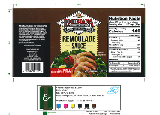 Louisiana Fish Fry Remoulade Gallon Label