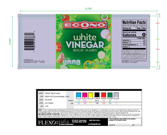 L-EC106-PS - Econo White Vinegar 16 oz - 2,500 Labels/Roll