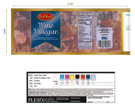 L-BV023-PS - Bellview Wine Vinegar 16 oz - 2,500 Labels/Roll