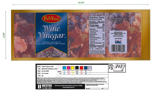 L-BV1007-PS - Bellview 5% Wine Vinegar 32 oz - 2,000 Labels/Roll