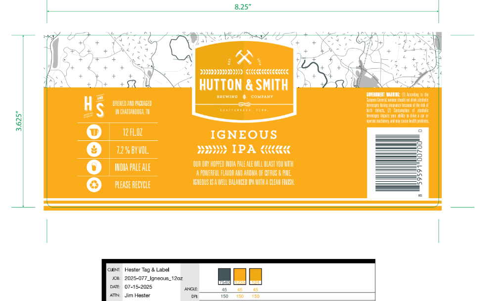 Hutton & Smith Igneous IPA 12 oz.