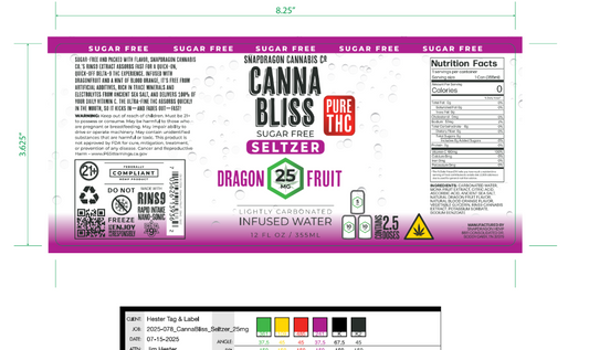 CannaBliss Dragon Fruit Seltzer 12 oz