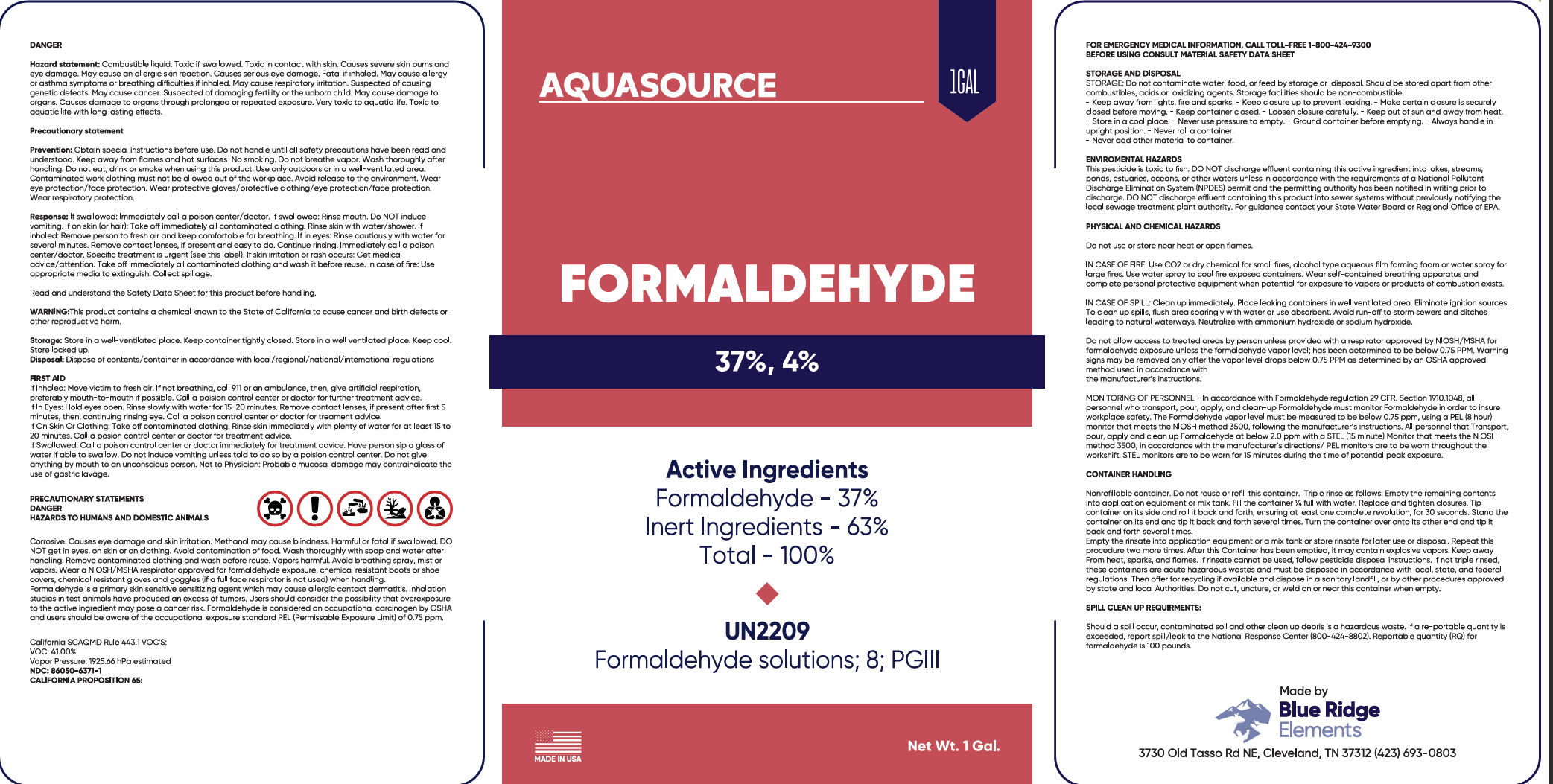Blue Ridge Elements - Formaldehyde – Hester Tag & Label
