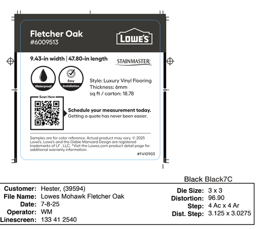 Lowe's Mohawk Fletcher Oak 3 x 3 Chip Labels