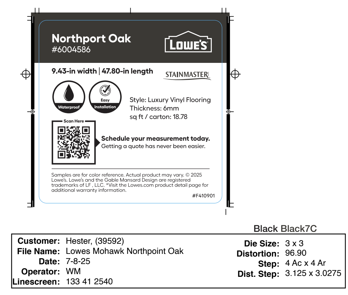 Lowe's Mohawk Northport Oak 3 x 3 Chip Labels