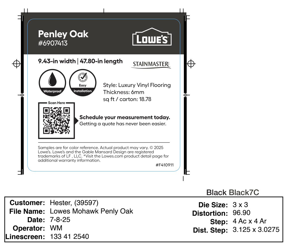 Lowe's Mohawk Penly Oak 3 x 3 Chip Labels