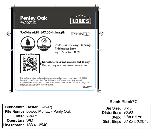 Lowe's Mohawk Penly Oak 3 x 3 Chip Labels