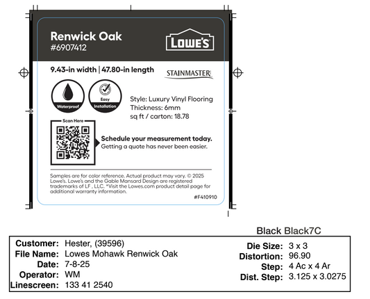 Lowe's Mohawk Renwick Oak 3 x 3 Chip Labels