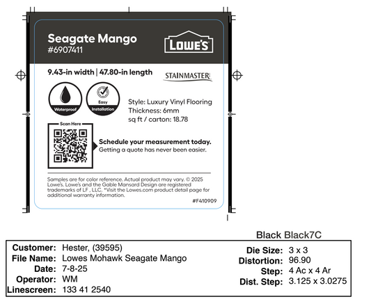 Lowe's Mohawk Seagate Mango 3 x 3 Chip Labels