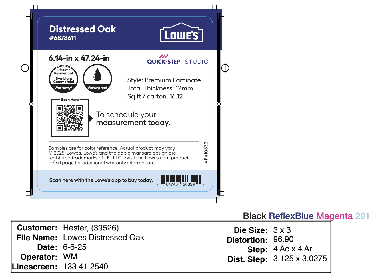 Lowe's Quick Step Studio Distressed Oak 3 x 3 Chip Labels