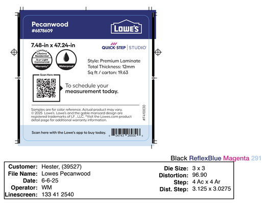 Lowe's  Quick Step Studio Pecan Wood 3 x 3 Chip Labels